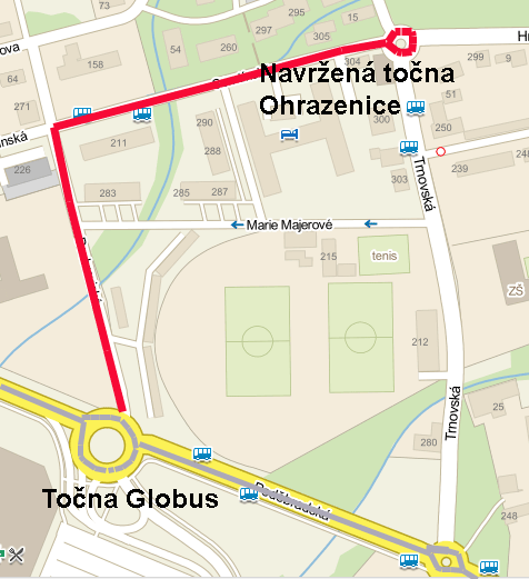 Plánované prodloužení trolejbusové tratě do Ohrazenic