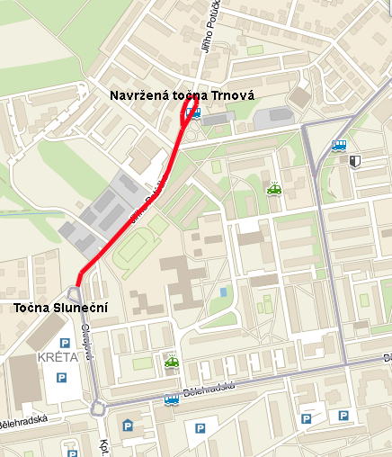Plánované prodloužení trolejbusové tratě do Trnové